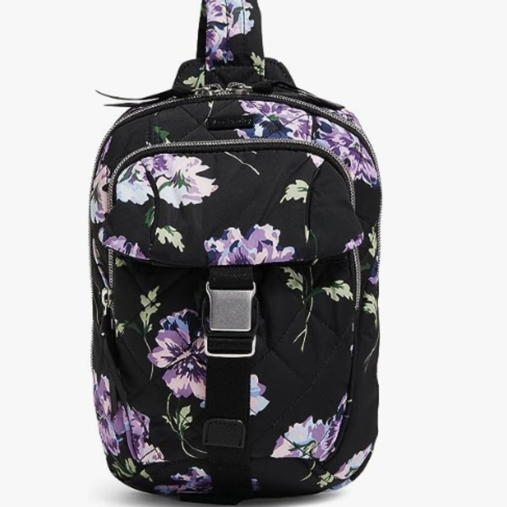Vera Bradley Black Floral Quilted Crossbody Sling Bag - Women's